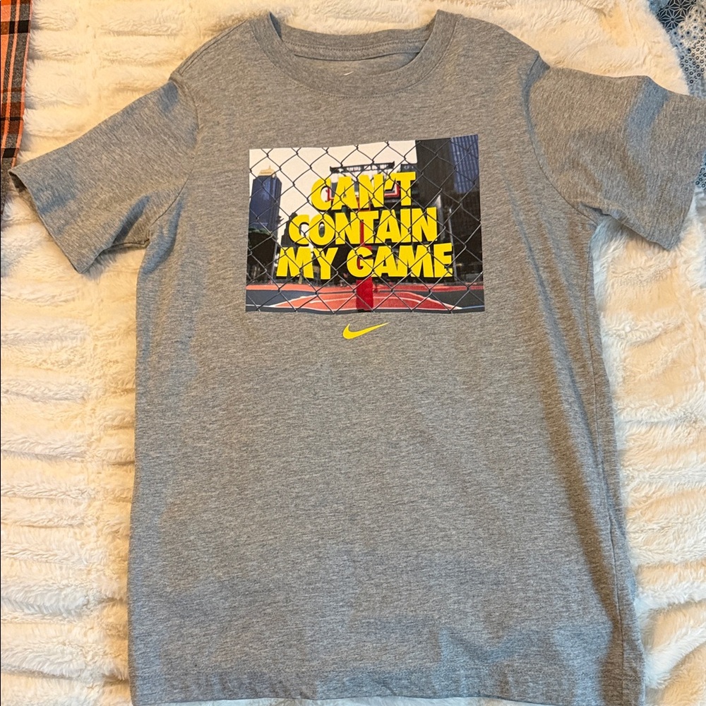 Nike Gray T-Shirt with Yellow Graphic